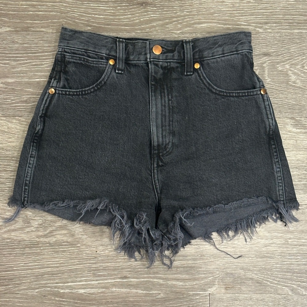 Wrangler Black Frayed Hem Jean Shorts